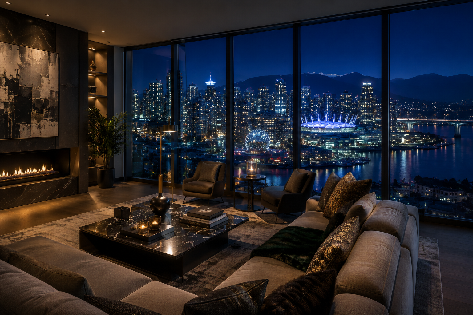 Vancouver skyline at night